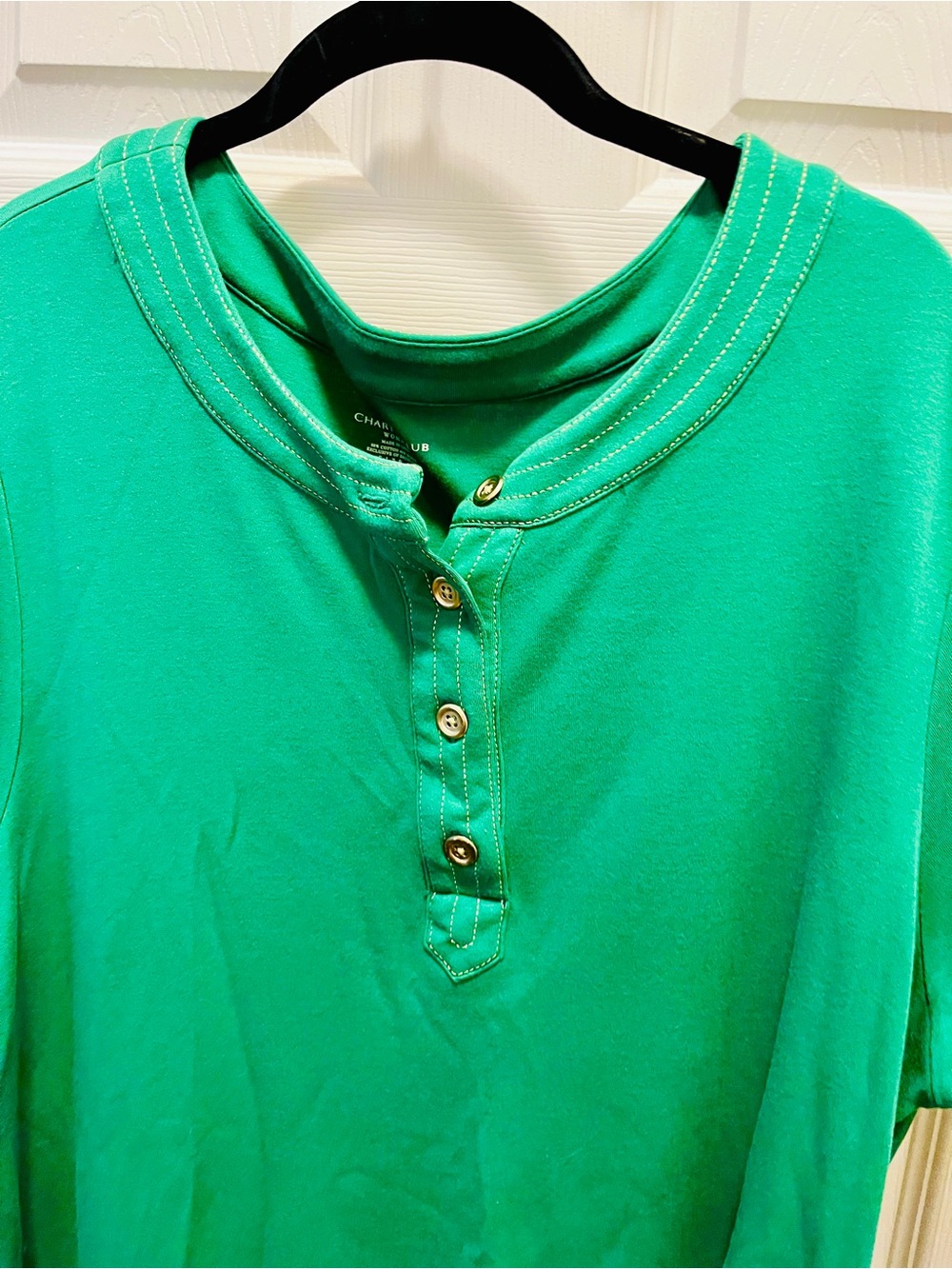 Charter Club Emerald Green Short Sleeve Henley Top